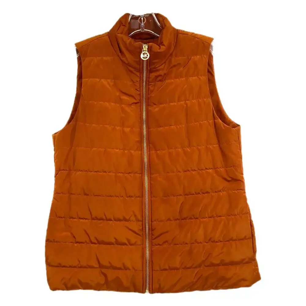 Michael Kors Orange Sleeveless Puffer Vest | Women’s Medium